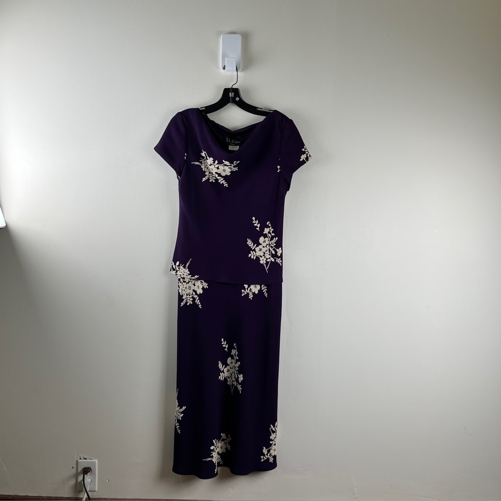 90s Vintage S.L. Fashion Floral Pum Maxi Dress